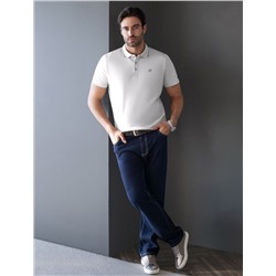 Футболка поло с плетеным воротником на пуговицах из эластичного хлопка