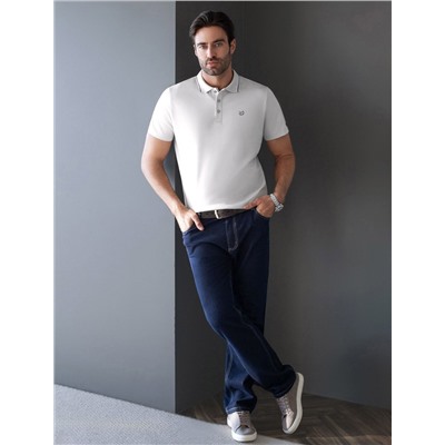 Футболка поло с плетеным воротником на пуговицах из эластичного хлопка