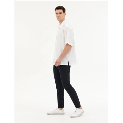 Lacivert Slim Fit Çizgili Kanvas Pantolon