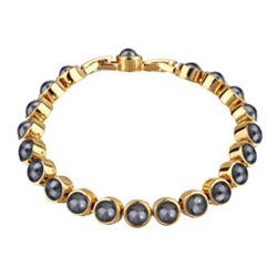 Браслет Теннис (Майорка темно-серая 6мм; покрытие золото) 18-20см, Есть комплект