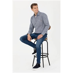 Erkek Lacivert Uzun Kollu Gömlek