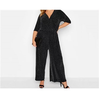 Женский нарядный блестящий комбинезон Plus Size