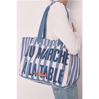 Bolso shoper algodón estampado rayas