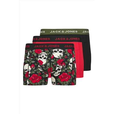 Jack & Jones J&J Jachenry Scull Karışık Renk 3'lü Kırmızı mix Siyah Boxer Paketi