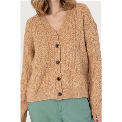 Kadın Kum Melanj Triko Hırka