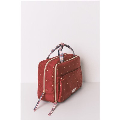 Neceser grande nylon rojo estampado corazones