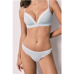 Braga brasileña tira algodón canalé azul