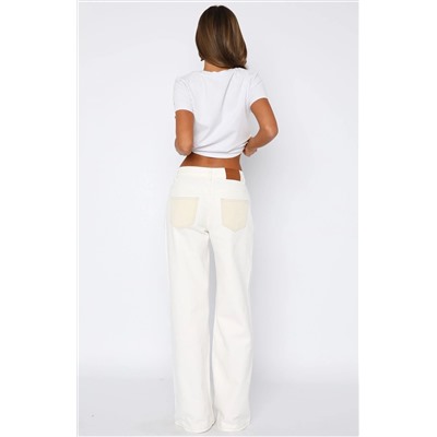 Amira Mid Rise Wide Leg Jeans White/Cream