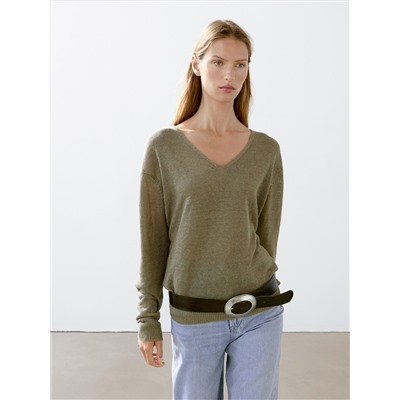 Jersey punto manga larga 100% lino