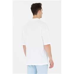 Erkek Beyaz Oversize Polo Yaka Tişört