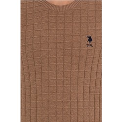 Erkek Camel Melanj Bisiklet Yaka Triko Kazak