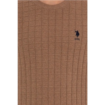 Erkek Camel Melanj Bisiklet Yaka Triko Kazak