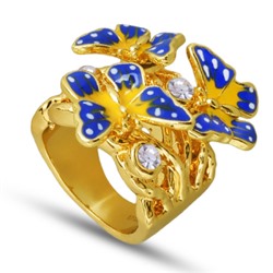 Кольцо (эмаль желтая, синяя; покрытие золото)