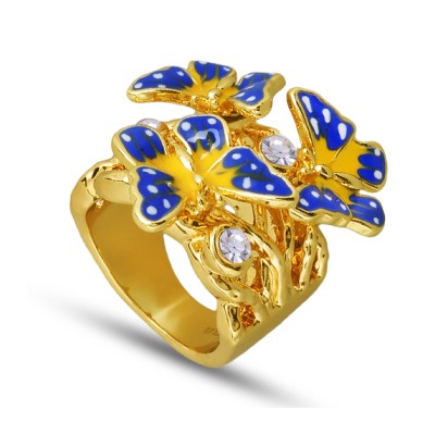 Кольцо (эмаль желтая, синяя; покрытие золото)