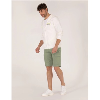 Haki Comfort Fit Kargo Cepli Bermuda Şort