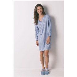 Camisón corto rayas algodón azul