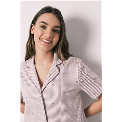 Pijama camisero algodón rayas Grogu