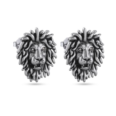 Серьги Лев (кристаллы SW белые; покрытие античное серебро), Есть комплект