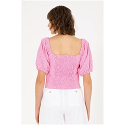 Kadın Pembe Kısa Kollu Gömlek