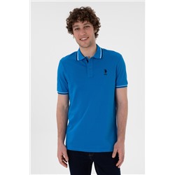 Erkek Regular Fit Polo Yaka Kobalt Mavi Basic Tişört