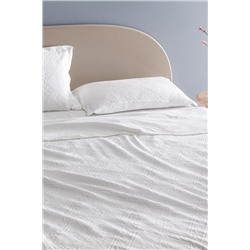 Marjolaina %100 Pamuk King Size Yatak Örtüsü - Beyaz
