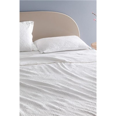 Marjolaina %100 Pamuk King Size Yatak Örtüsü - Beyaz