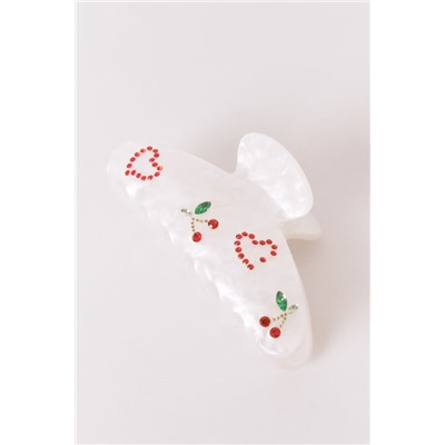 Pinza marmoleada blanca brillos