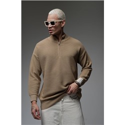 Свитер с замком коричневый