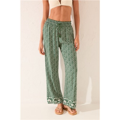 Pantalón largo viscosa estampado geométrico
