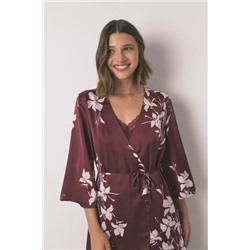 Bata larga floral granate