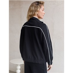 Свободный бомбер с лампасами на молнии из петельчатого футера двухнитки с эластаном