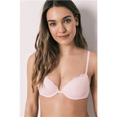 Sujetador clásico relleno encaje rosa BEAUTIFUL