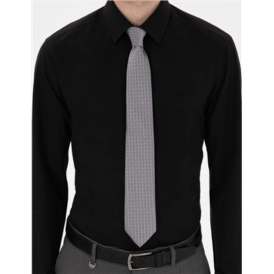 Siyah Regular Fit Uzun Kollu Basic Gömlek