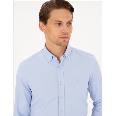 Açık Mavi Slim Fit Uzun Kollu Gömlek