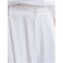 Свободные брюки палаццо на эластичном поясе изо льна с вискозой