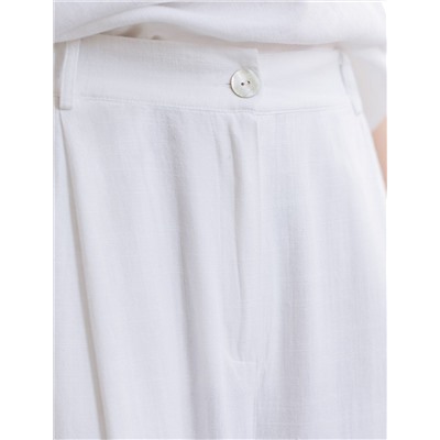 Свободные брюки палаццо на эластичном поясе изо льна с вискозой