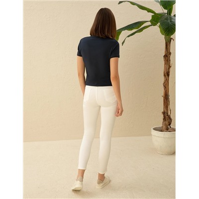 Ekru Skinny Fit Pantolon
