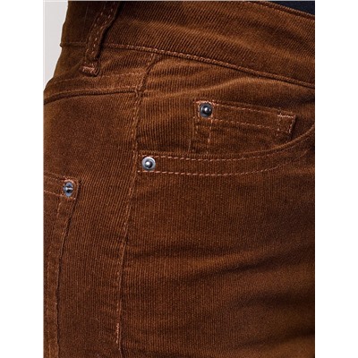 Укороченные эластичные брюки слим из микро вельвета