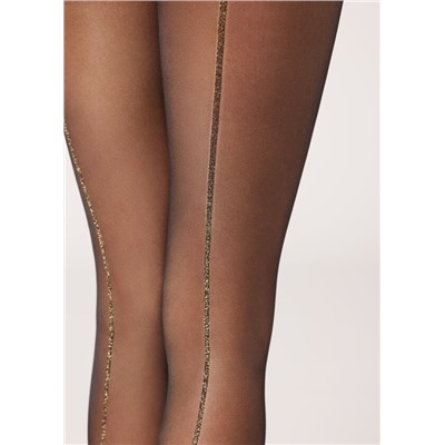 Transparente Strumpfhose 30 Denier mit Glitzernaht