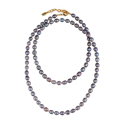 Колье (жемчуг бензиновый 6мм; покрытие золото) 92-97см, Есть комплект