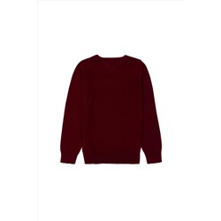 Erkek Çocuk Bordo Basic V - Yaka Kazak