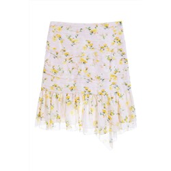 Falda avolantada Rosa pastel y amarillo