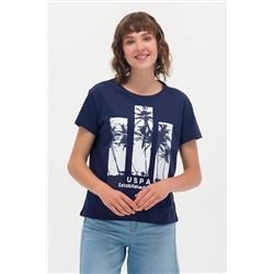 Kadın Lacivert Bisiklet Yaka Tişört