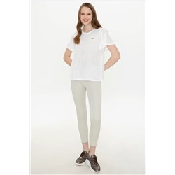 Kadın Beyaz Bisiklet Yaka Tişört