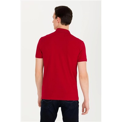 Erkek Bordo Basic Polo Yaka Tişört