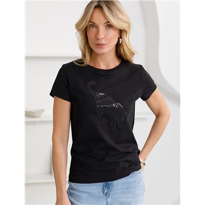 Нарядная футболка с принтом из премиального хлопка с эластаном