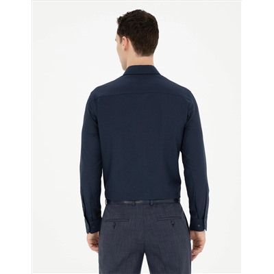 Lacivert Slim Fit Uzun Kollu Gömlek