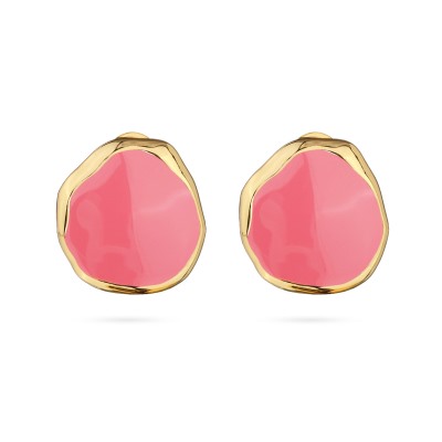 Серьги Палитра (эмаль фуксия; покрытие золото), Есть комплект