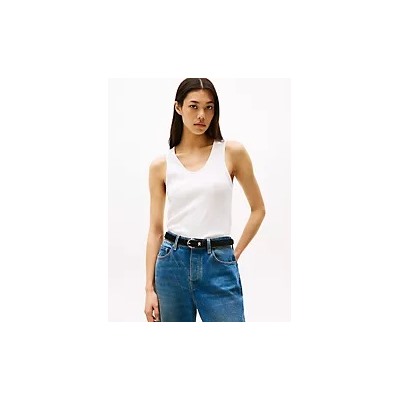 Ribbed Stretch-Cotton V-Neck Tank