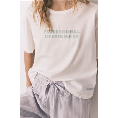 Pijama largo 100% algodón azul estampado rayas